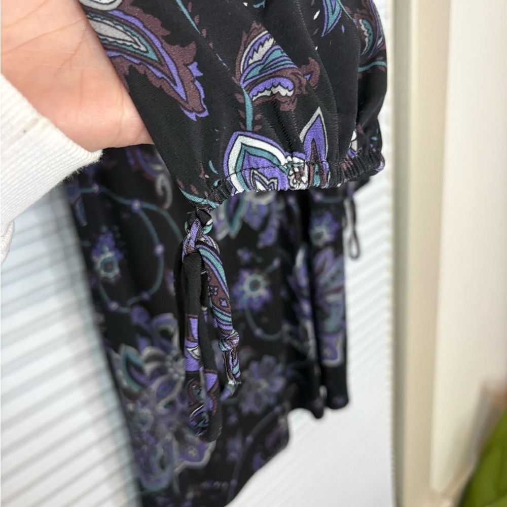 Western Paisley Long Sleeve Lace Up Mini Dress - Picture 11 of 12